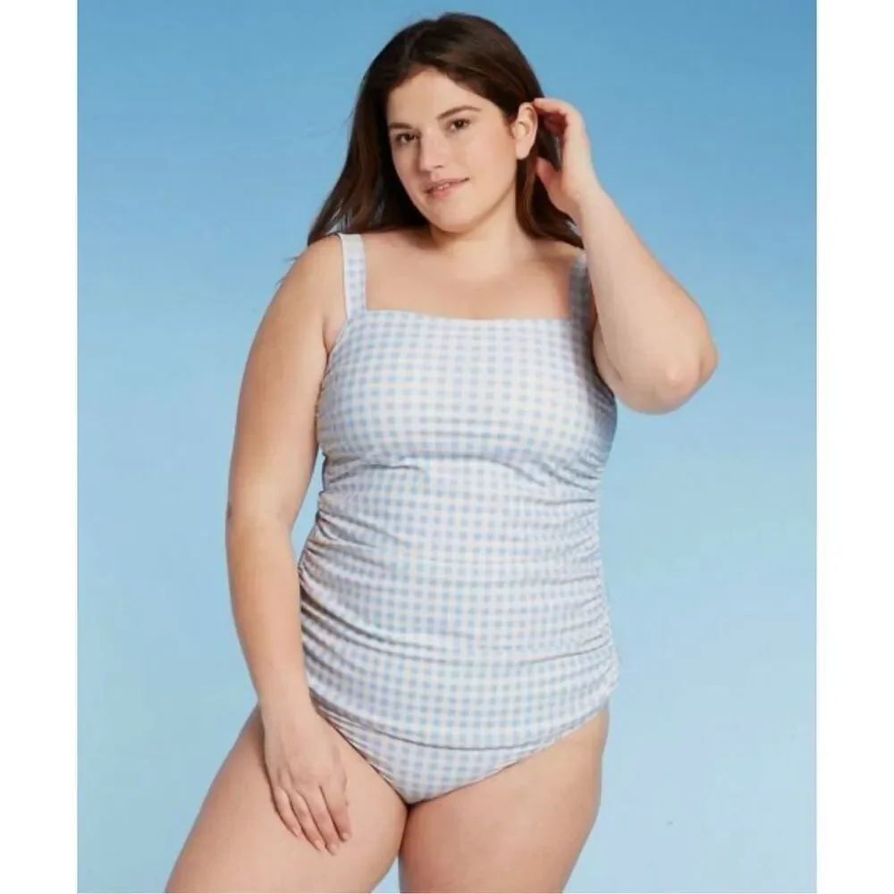 Kona Sol NWT size 24W gingham tankini swim top plus size